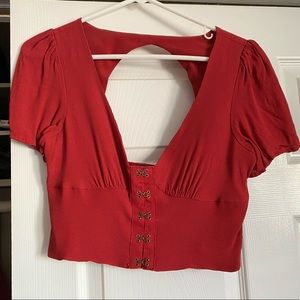 Red cropped top